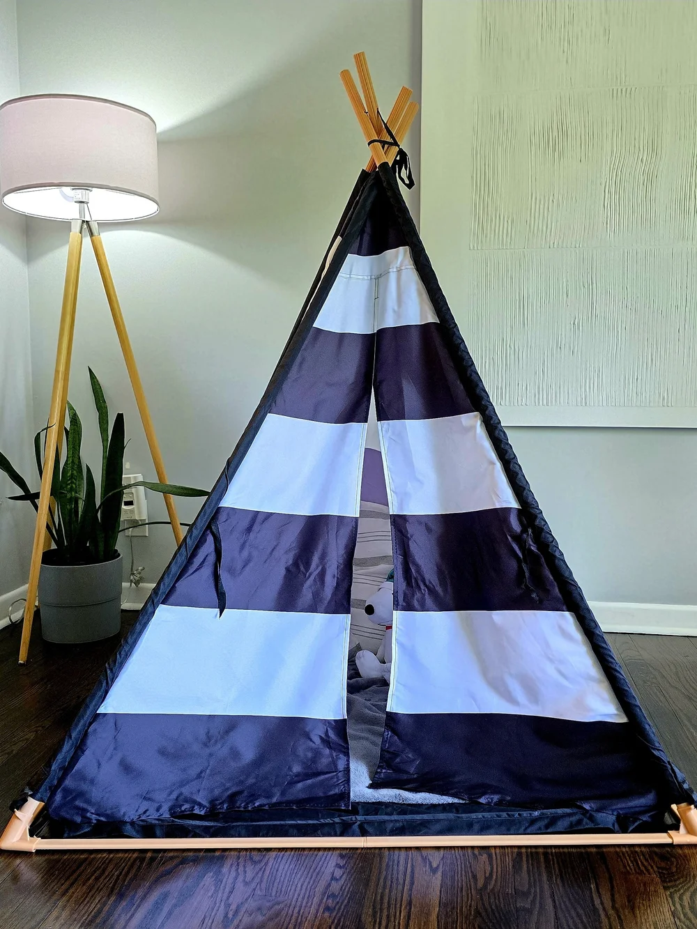 Teepee Tent Kids Toy/ Decor Striped in Black and White. Room Decor, Prop Or Play